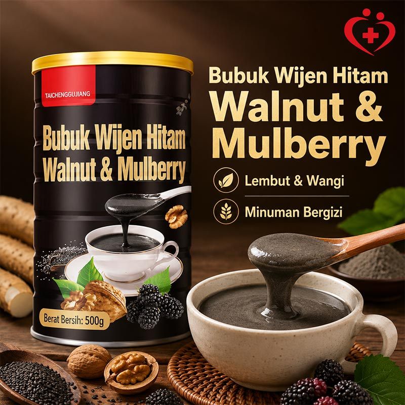 Bubuk Wijen Hitam, Kenari, Ubi Cina, dan Murbei/Campuran Biji-bijian Alami Tanpa Gula Tanpa Aditif/B