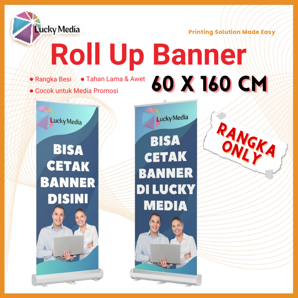 Roll Up Banner 60x160 (Rangka Only) Roll Banner Aluminium Stand Berdiri Makanan Olshop Usaha