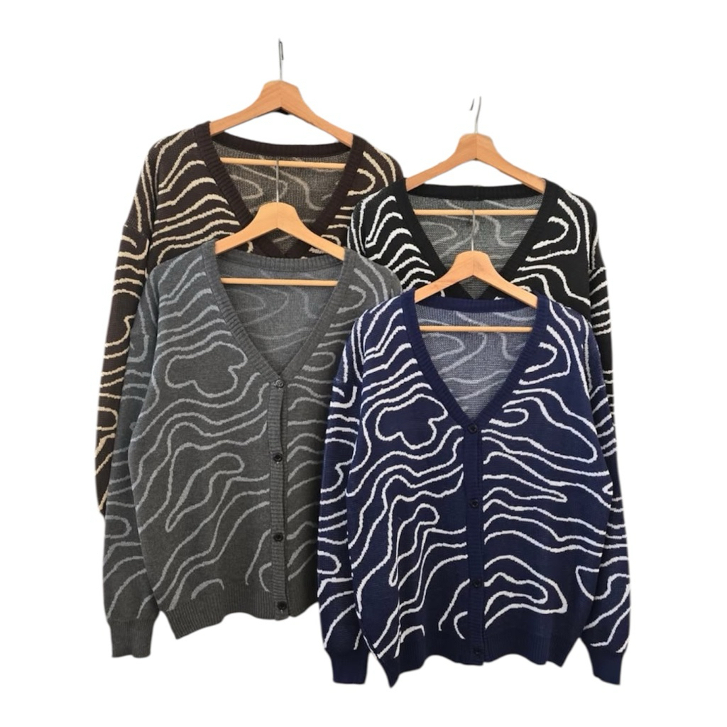 Zebra Outer Rajut - Cardigan Outer Cewe Cowo Couple - Rajut Unisex