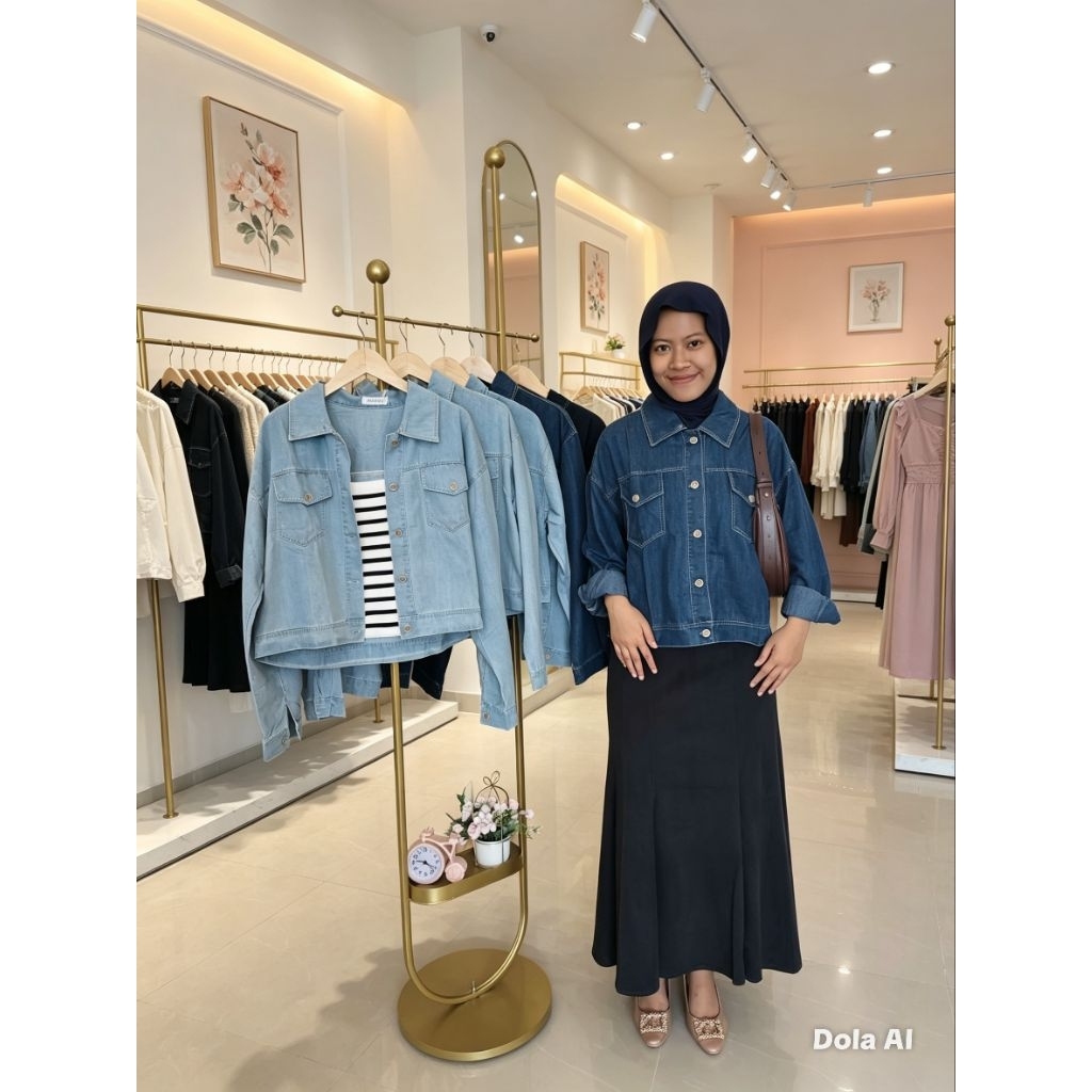 CELIN KEMEJA JEANS CROP+INER