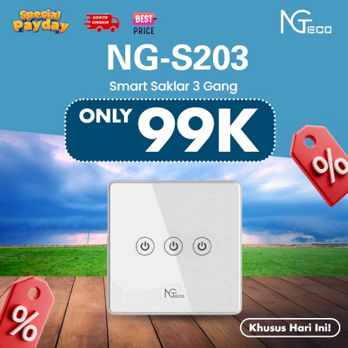 NGTeco NG-S203 Smart Wall Switch Light Saklar 3 Gang