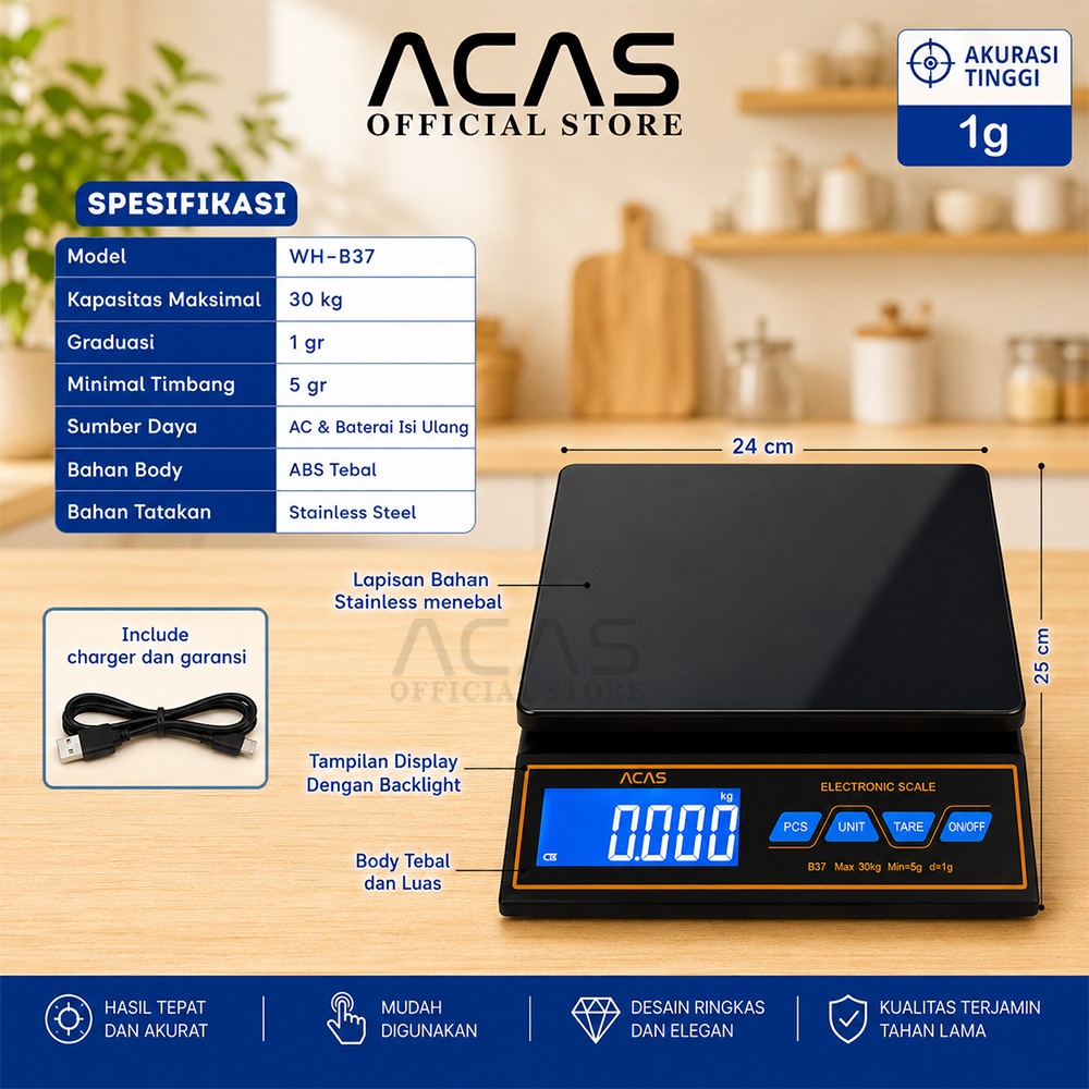 ACAS WH-B37 Timbangan Duduk  Digital 30 Kg/ 5Gr