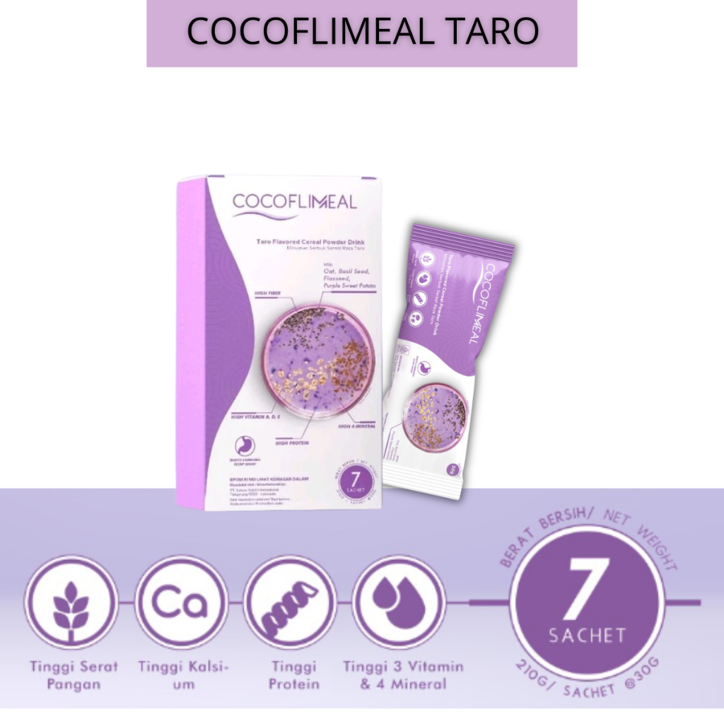COCOFLIM MEAL REPLACEMENT MULTIGRAIN Protein Sehat | Cereal Powder Drink Rasa Taro  [ SACHET]