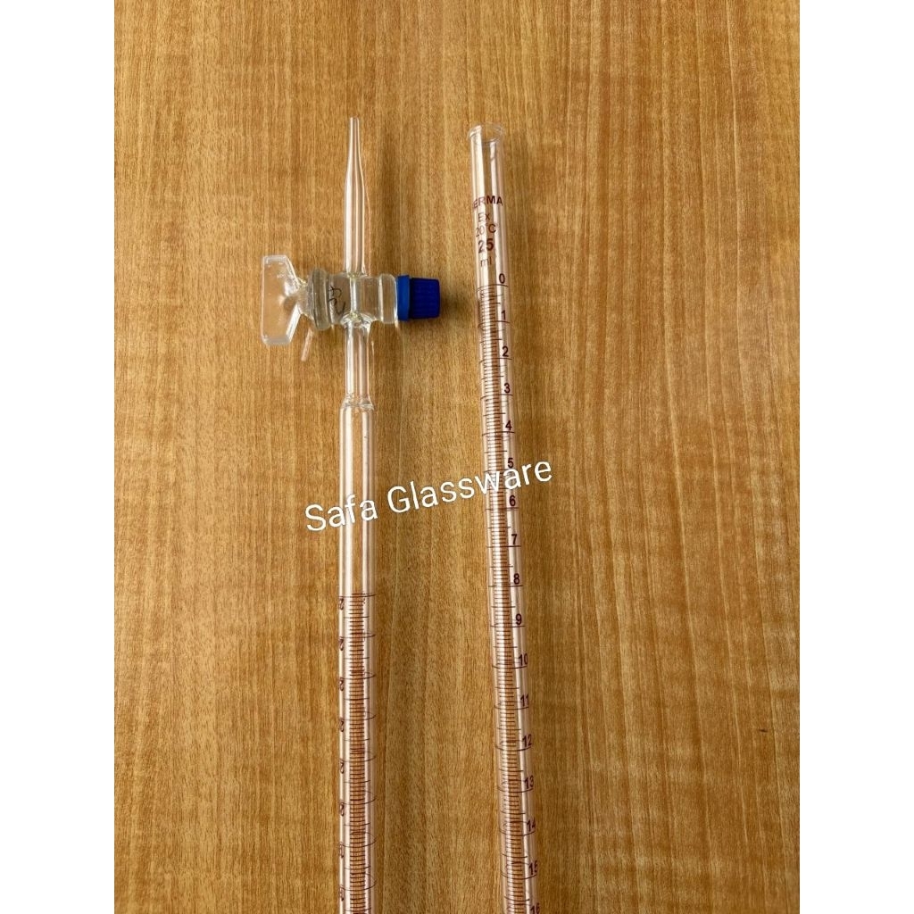 Buret 25ml Herma Buret Herma Kran Glass Alat Ukur Kompresi