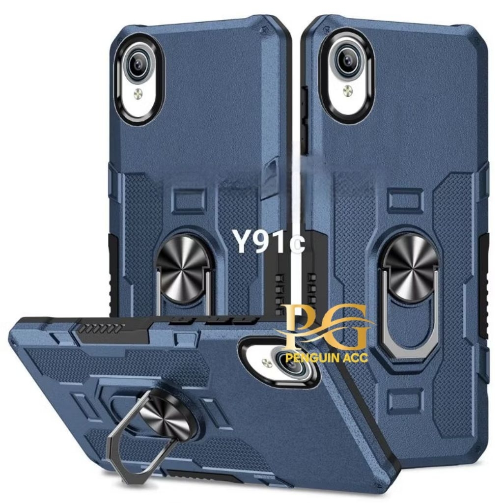 Casing VIVO Y91C Hard Case Ring Armor Robot Standing Handphone