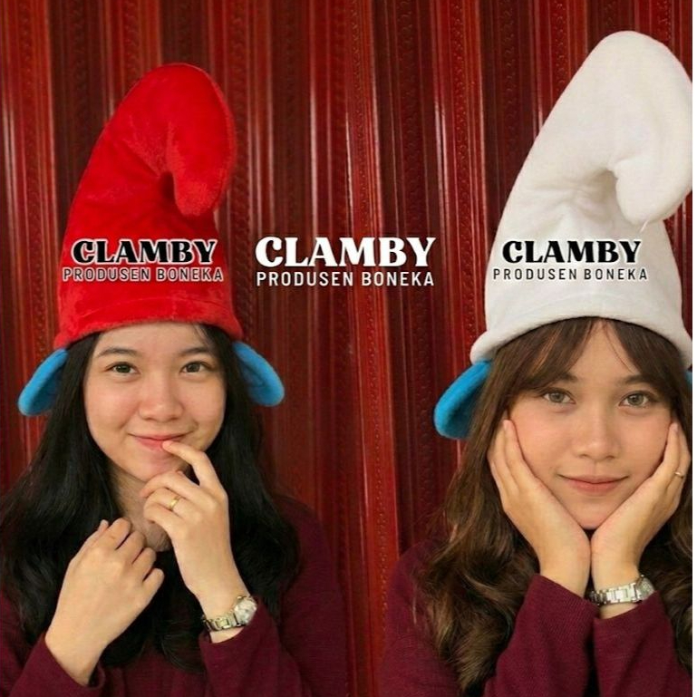 Topi Smurfs Topi Natal Kurcaci Putih Karakter Kartun Smurf Termurah Bahan Velboa Halus