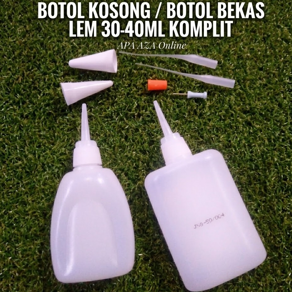 Botol HDPE Botol Kosong Bekas Lem Korea 30-40 ml Komplit Tutup Masih Utuh
