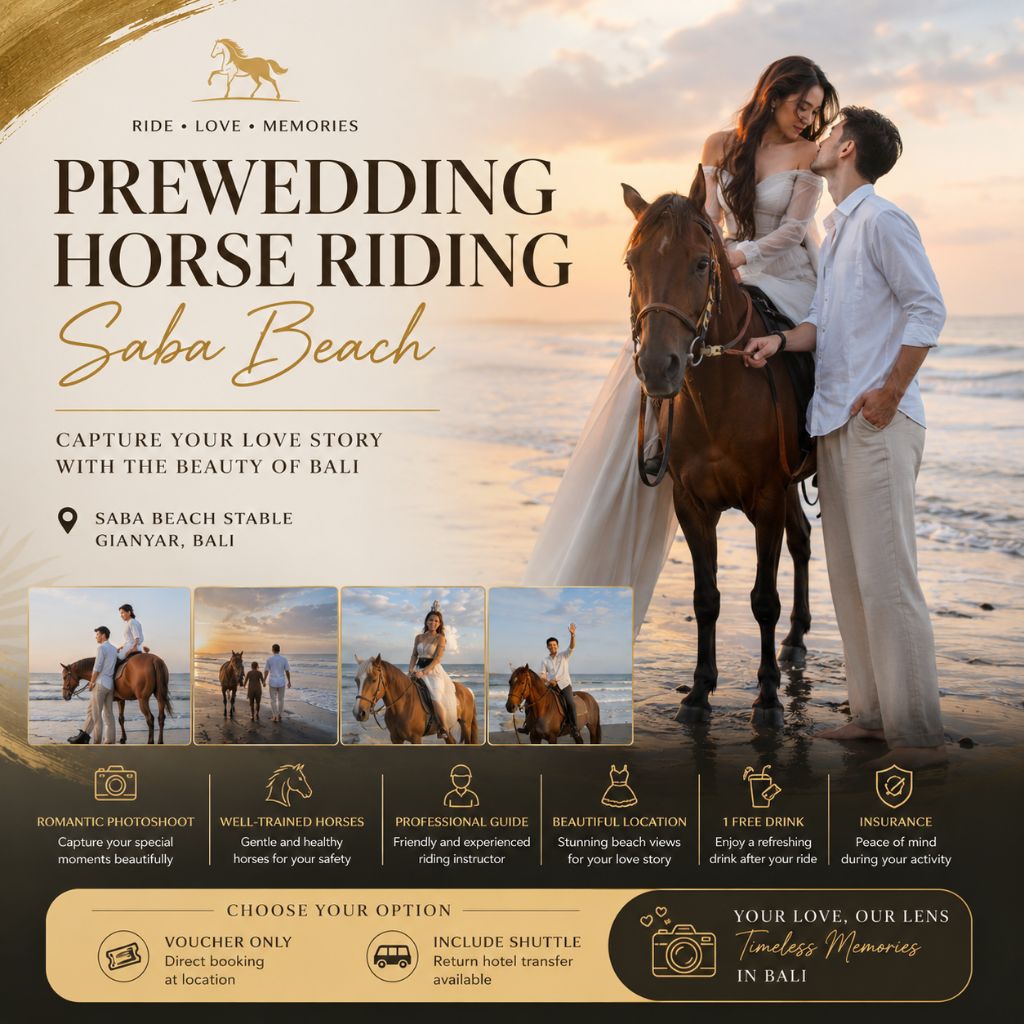 Prewedding Horse Riding Saba Beach Bali | Romantic Beach Photoshoot | Voucher & Private Pickup