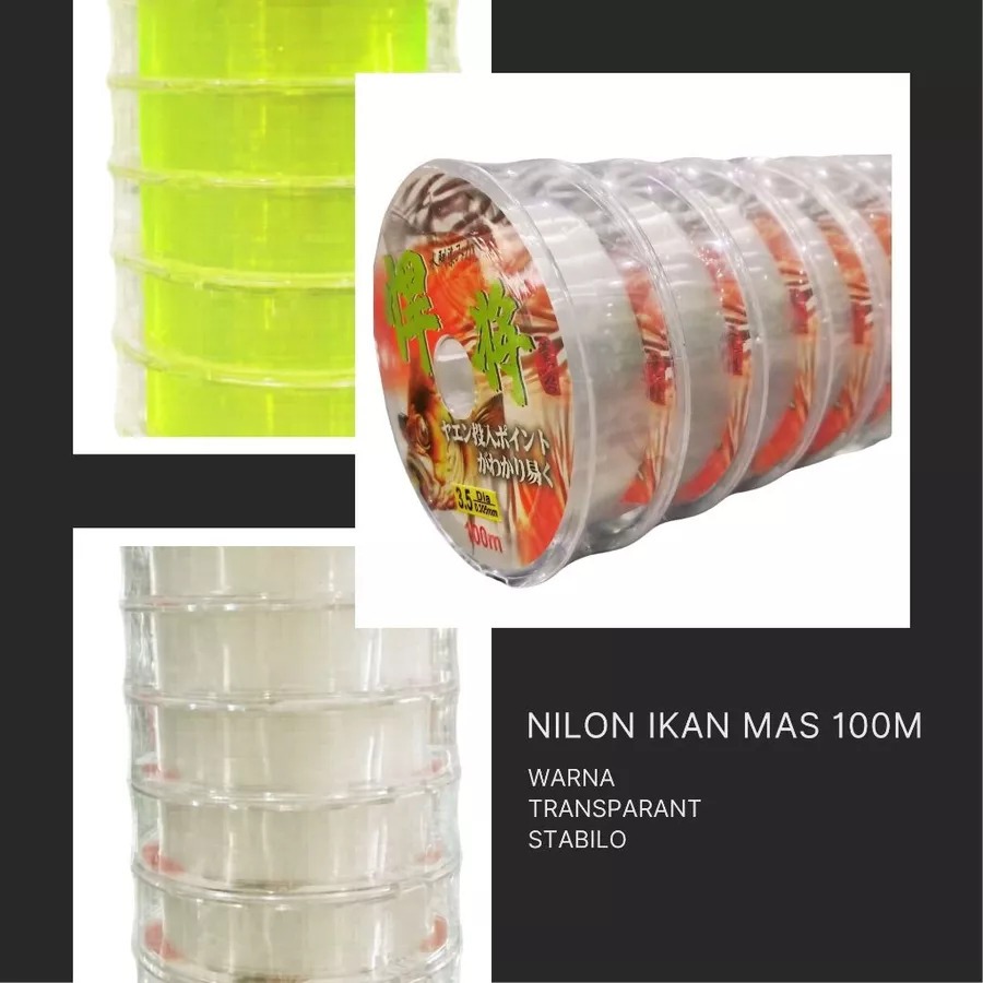 SENAR PANCING IKAN MAS 100M WARNA TRANSPARANT, NILON PANCING KOLAM,SUNGAI, DLL
