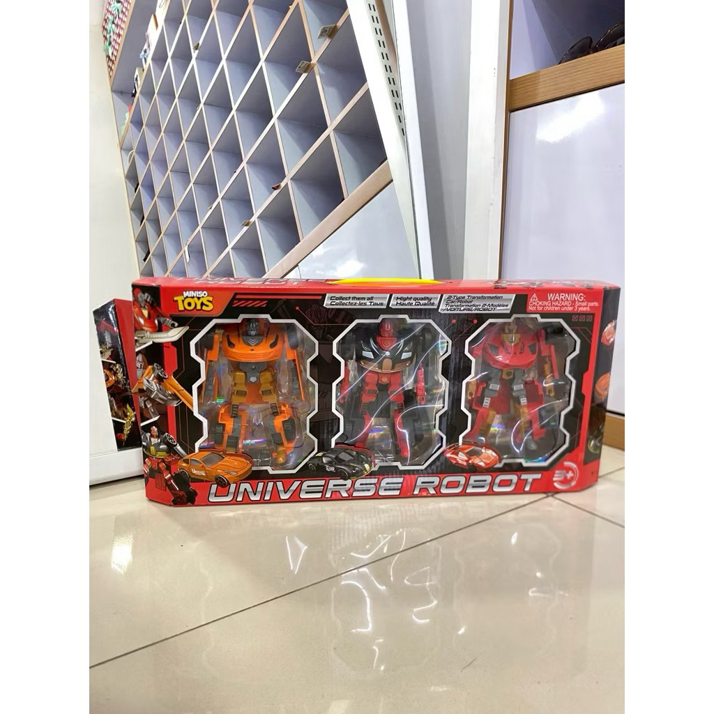 Miniso 2in1 Racing Transforming Mecha 3pcs/Mainan Robot Kendaraan