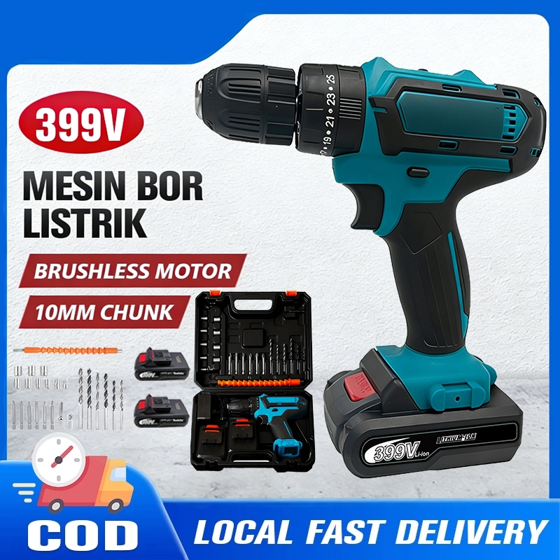 Mesin Bor Bor baterai cas 10mm listrik murah tangan baterai besi tembok Beton kayu Cordless Drill bo