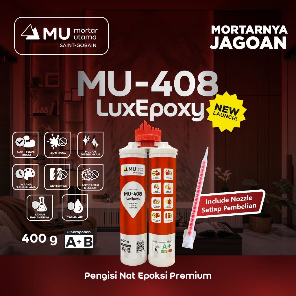 Mortar Utama MU-408 LuxEpoxy Pengisi Nat Epoxy Premium 400 g