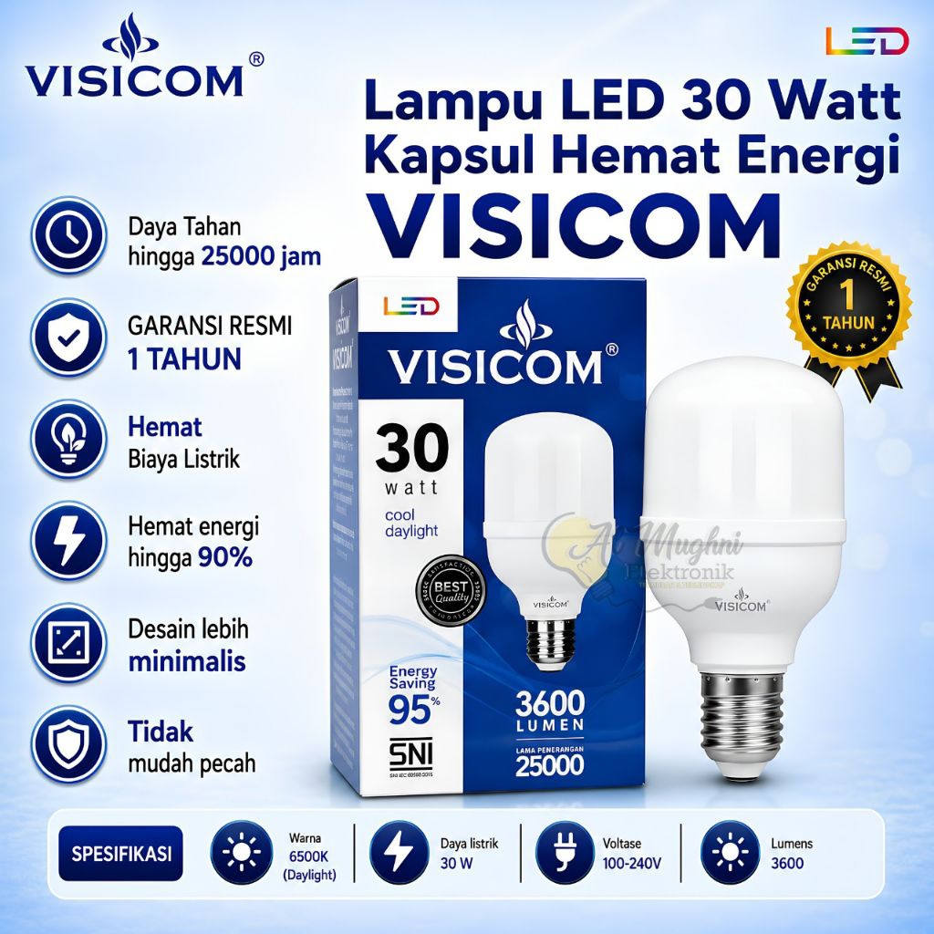 VISICOM lampu LED kapsul 30 watt putih visicom GARANSI 1 TAHUN