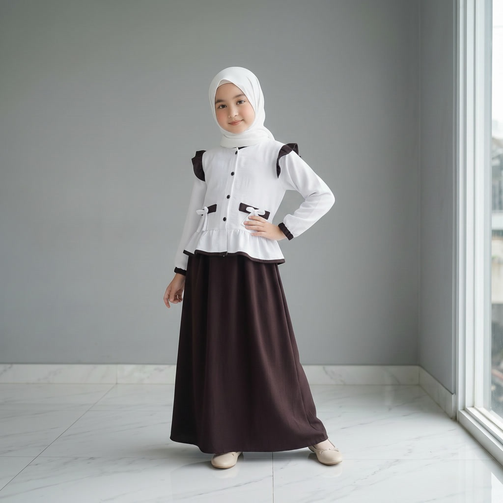 Set Baju Muslim Remaja Baju Lebaran Anak Perempuan 2026 Setalan Ansk Set Wanita Lebaran 2026 Swtelan