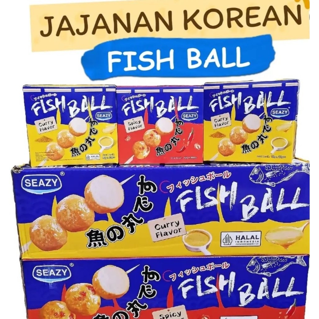 [1 BOX ISI 20 PCS] Seazy Fish Ball Snack Siap Makan / Jajanan Bakso Ikan Instan Viral Ala Korea