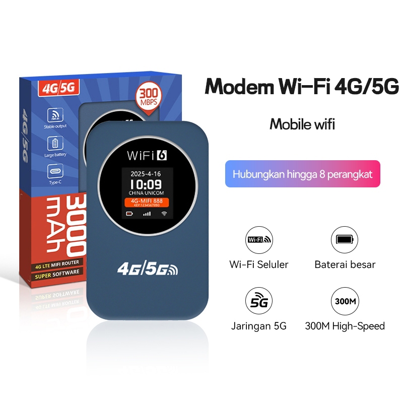 300Mbps Modem Mifi Wifi Unlock All Operator 4G/5G Portable Mobile WiFi USB Mobile WiFi Modem 3000mah