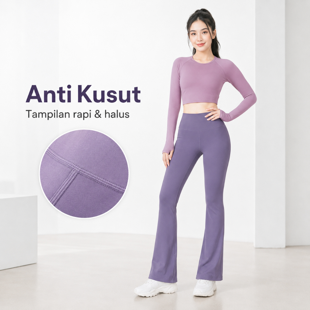 YOUMI Celana Legging Cutbray Olahraga Wanita Yoga Pilates Outfit Premium Terbaru Jumbo Panjang Jogin