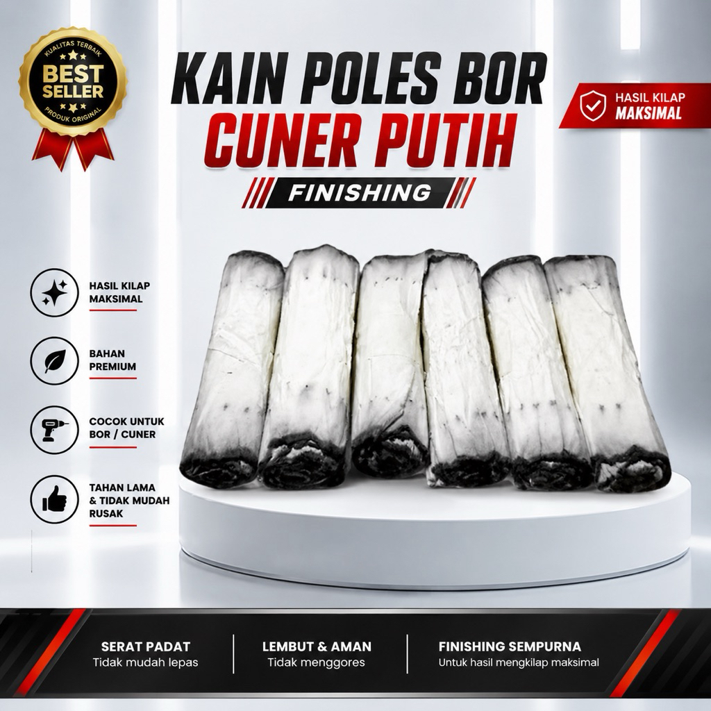 KAIN POLES BOR CUN CUNER BOR TUNNER PUTIH FINISHING