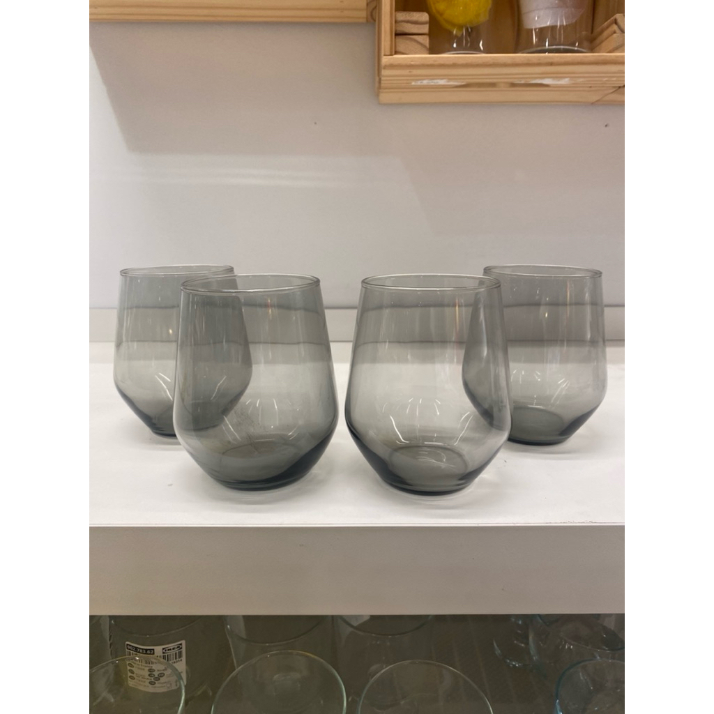 Gelas Kaca Abu Abu 450 mL Ivri9 IK3A (set isi 4)