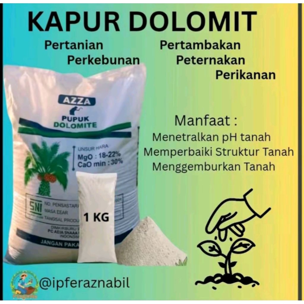 1 Kg Kapur Dolomit untuk Pertanian Perkebunan Perikanan Pertambakan Peternakan
