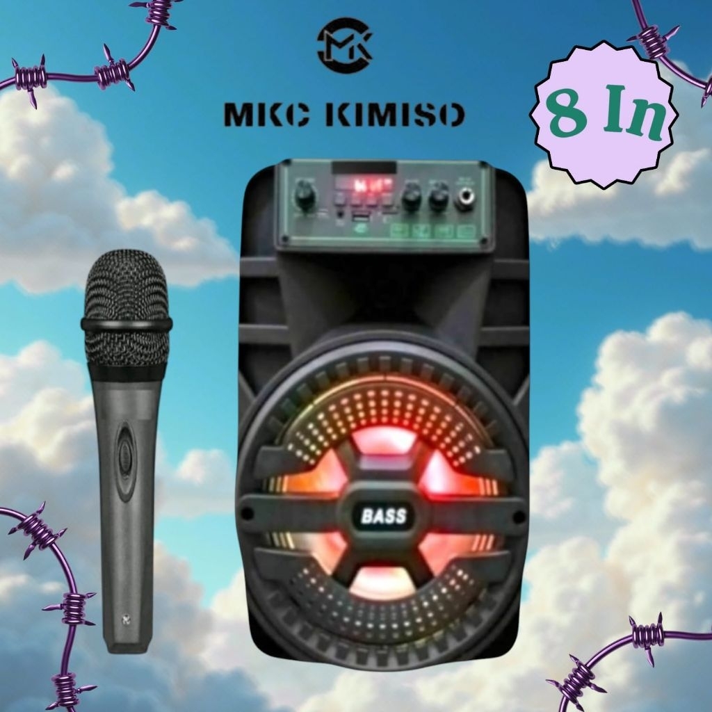 Termurah Speaker Bluetooth Kimiso 8.5inc Subwoofer aktif Mp3 player 7801 Gratis Mic karaoke player k