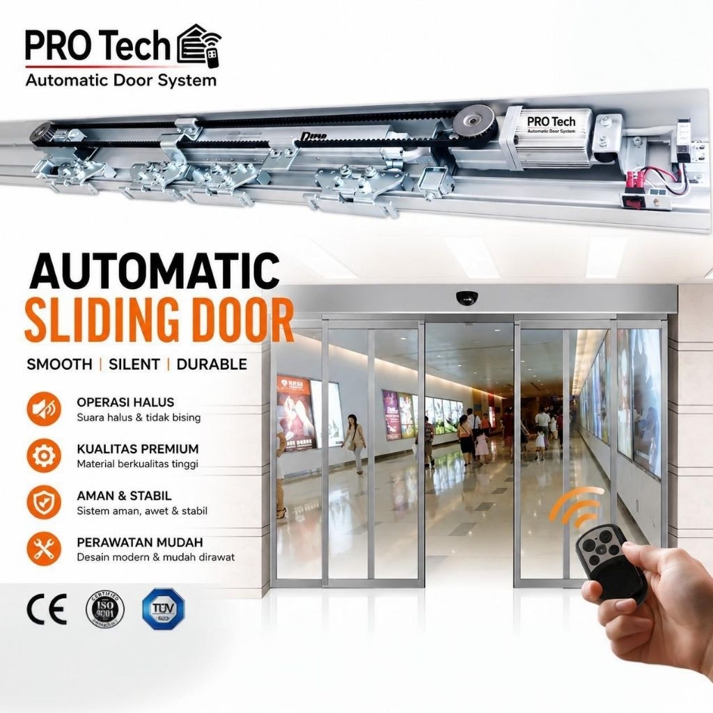 Mesin Pintu Kaca Sliding PRO Tech Sensor Otomatis Automatic Sliding Door