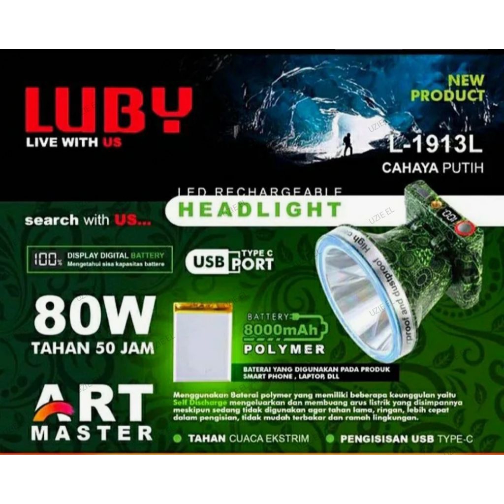 SENTER KEPALA LUBY L1913 80W ,SENTER HEAD LUBY 80WATT L 1913 ,HEAD LIGHT LUBY 1913 80W ,SENTER LUBY 