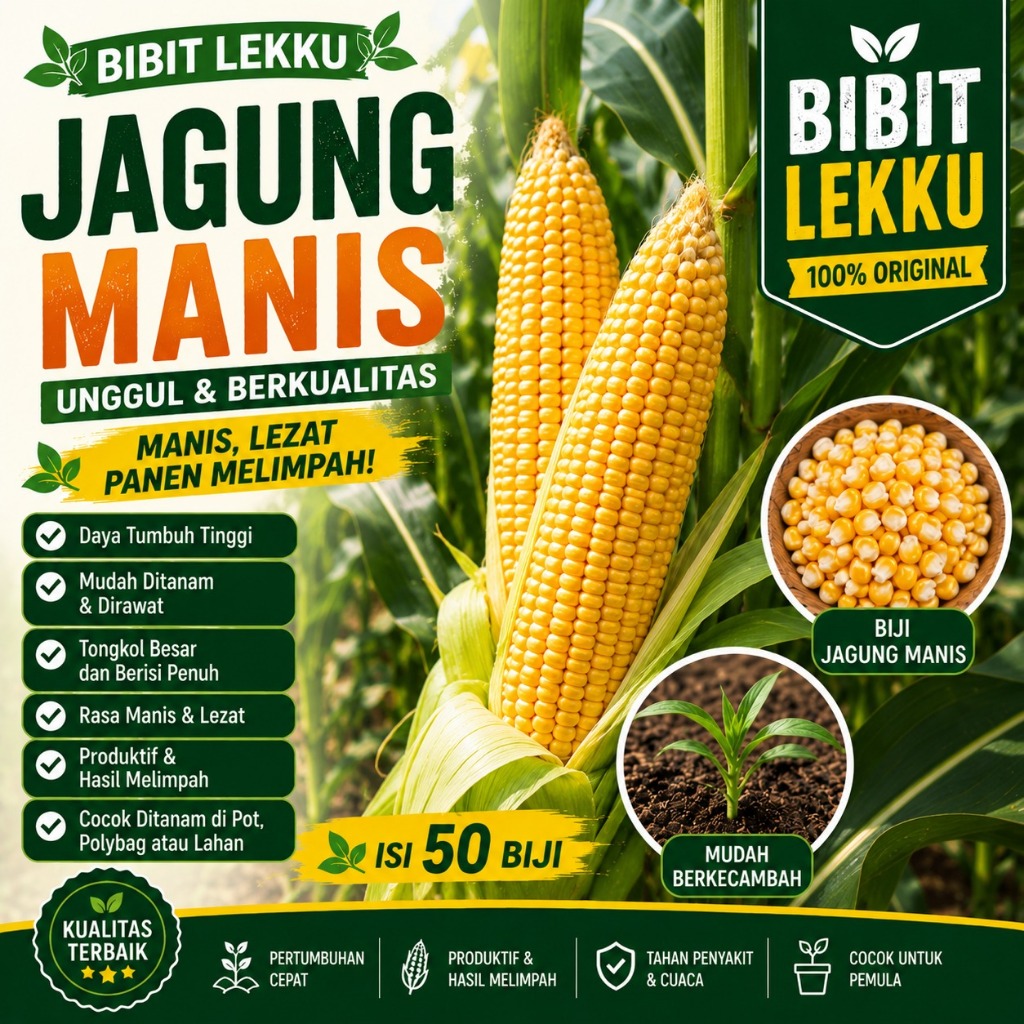 Bibit Jagung Manis Unggul Isi 50 Biji | Benih Jagung Manis Cepat Panen | Bibit LEKKU