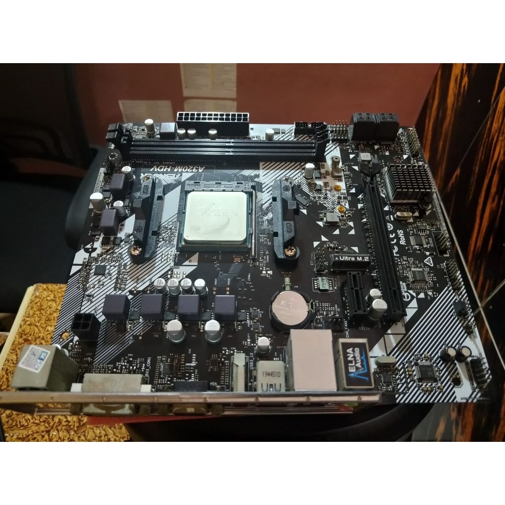 Mobo ashrock A320M am4 procesor ryzen 5 2600 garansi 1bulan
