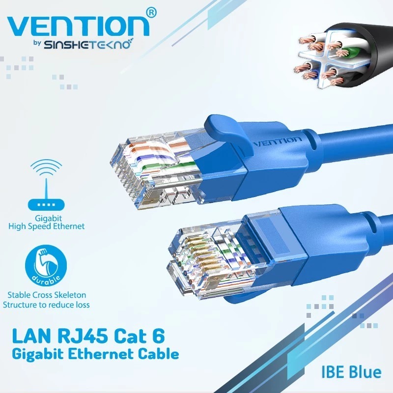 VENTION Kabel LAN RJ45 Gigabit Ethernet Cat6 Cat5e ( 0.5 - 5 Meter BLUE )