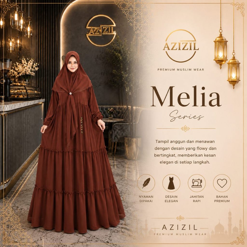 Azizil Fashion | Melia Series Gamis Muslim Wanita Premium | Gamis Syari Modern Kekinian