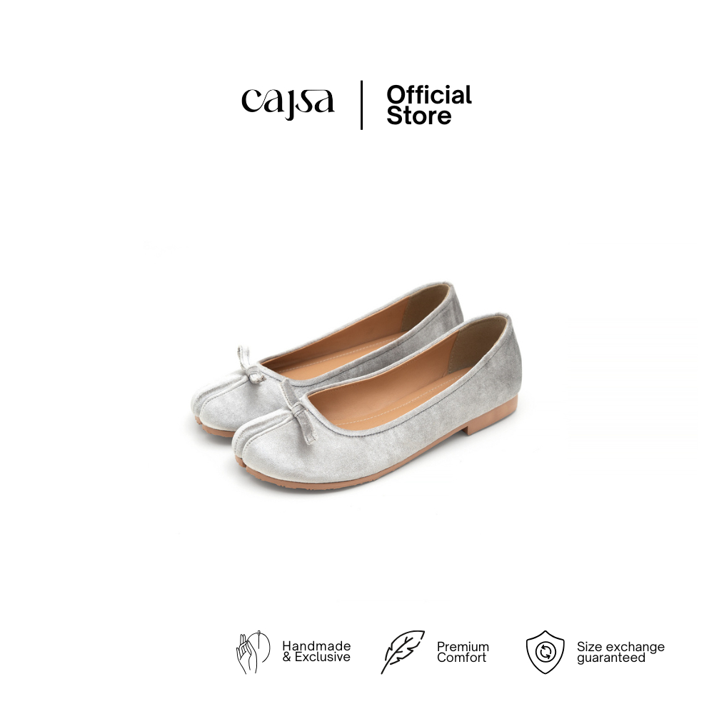 CAJSA | AOKI VELVET SILVER - TABI FLATS