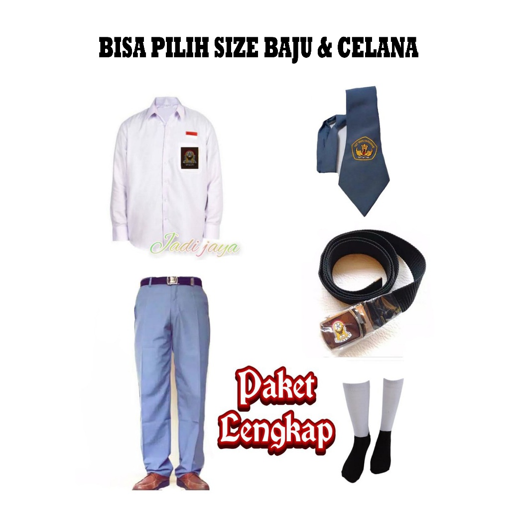 SET LENGKAP SERAGAM SMA LAKI-LAKI BAJU PANJANG CELANA PANJANG [BISA PILIH SIZE BAJU & CELANA]