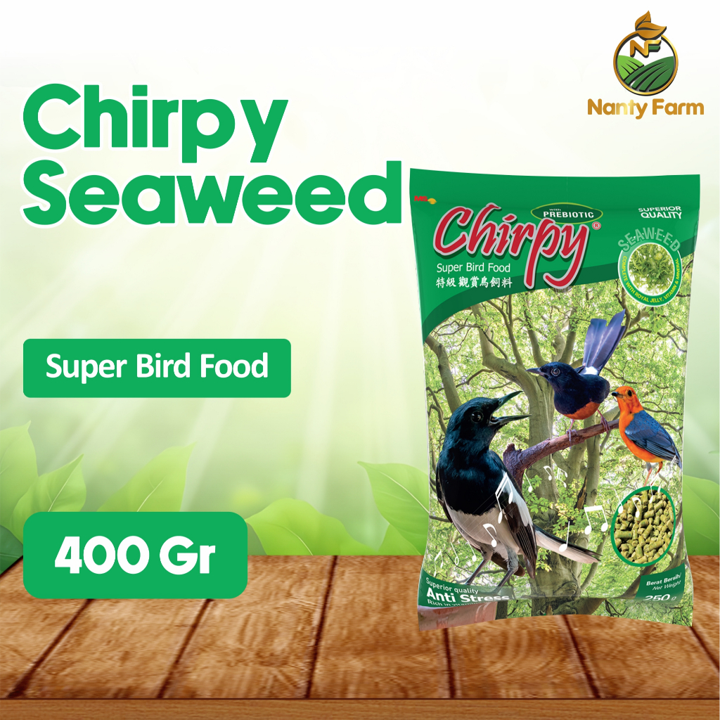 CHIRPY Rumput Laut Pakan Burung Voer Kasar Hijau SEAWEED 400 GRAM