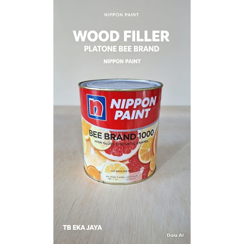 Wood Filler Putih Platone Bee Brand Dempul Kayu Nippon 1 Kg