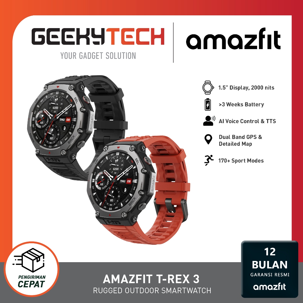 Amazfit T-Rex 3 GPS Sportwatch Jam Tangan Olahraga Original- Garansi Resmi