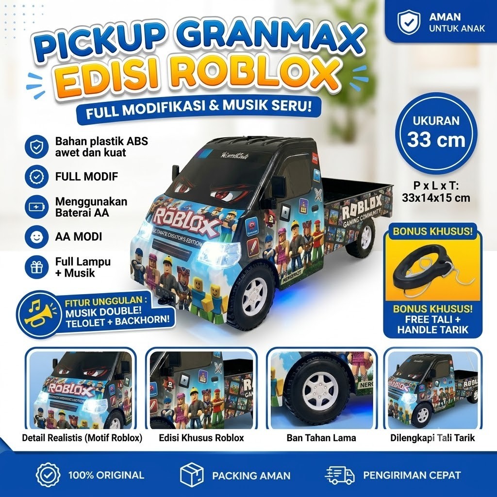 Mainan MOBIL PICKUP Gran Max Black Edition FULL MODIF/ Mainan Mobil Mobilan PICK UP