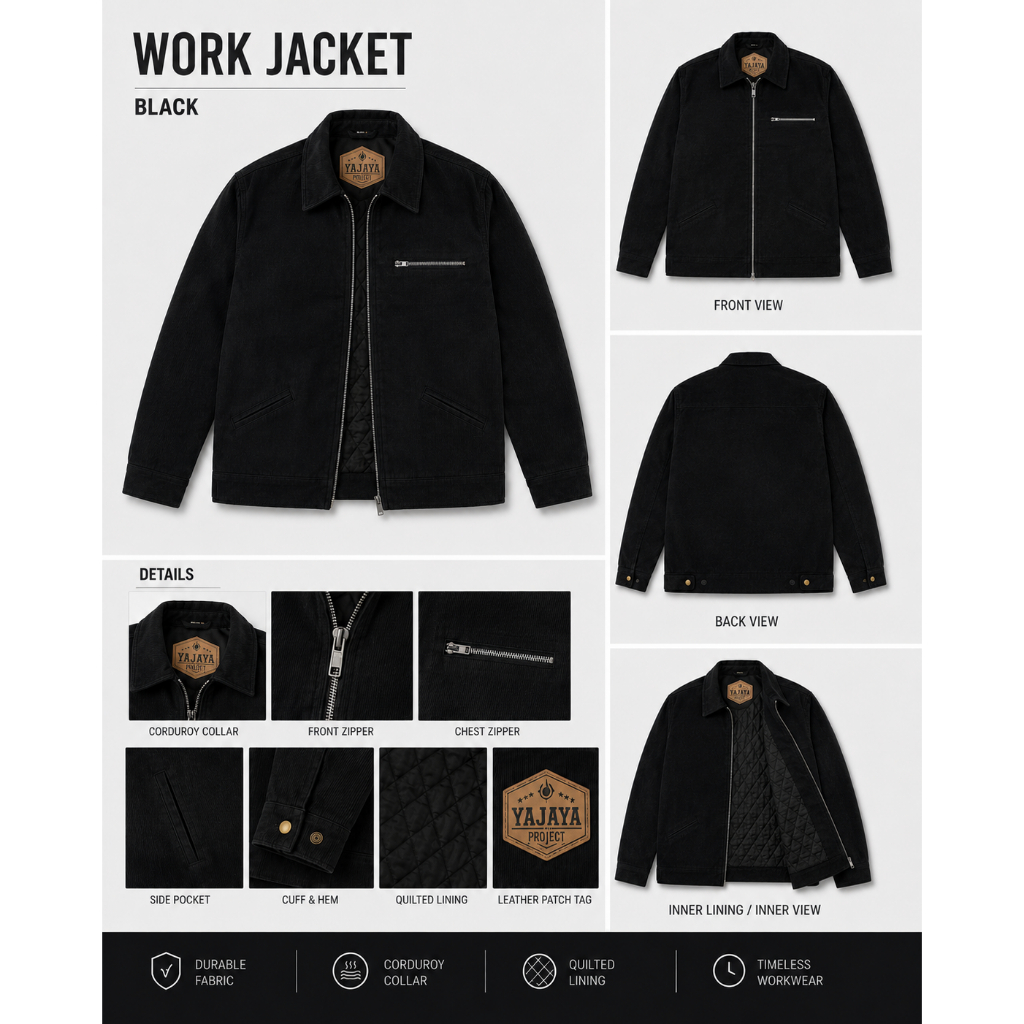 Work Jacket Corduroy Hitam