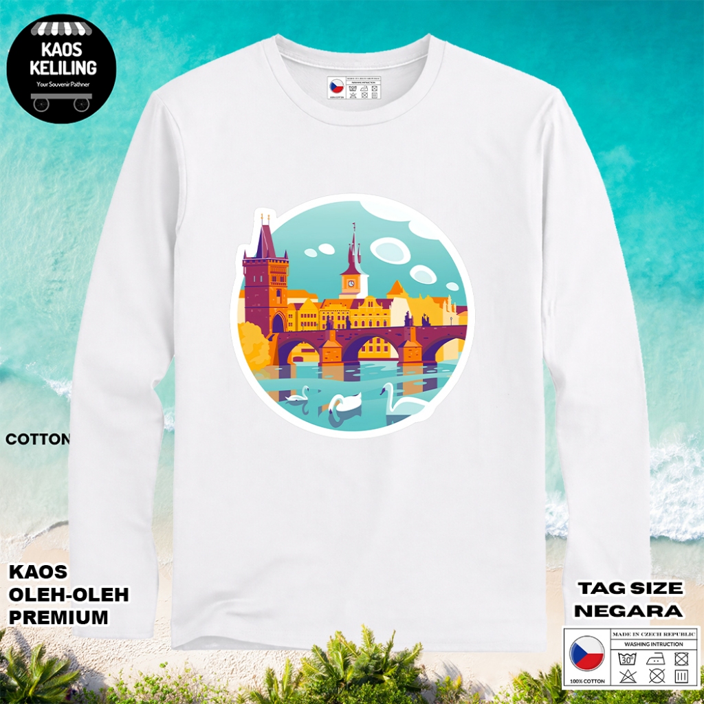 Kaos Lengan Panjang Oleh Oleh CZECH 34  PAKAI TAG NEGARA ASAL CZECH T-Shirt Cotton Combed 30s SOUVEN