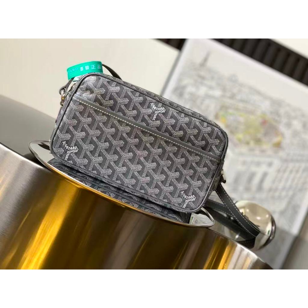 Herringbone print horizontal camera bag with zipper compartment for outdoor storage, phone shoulder 