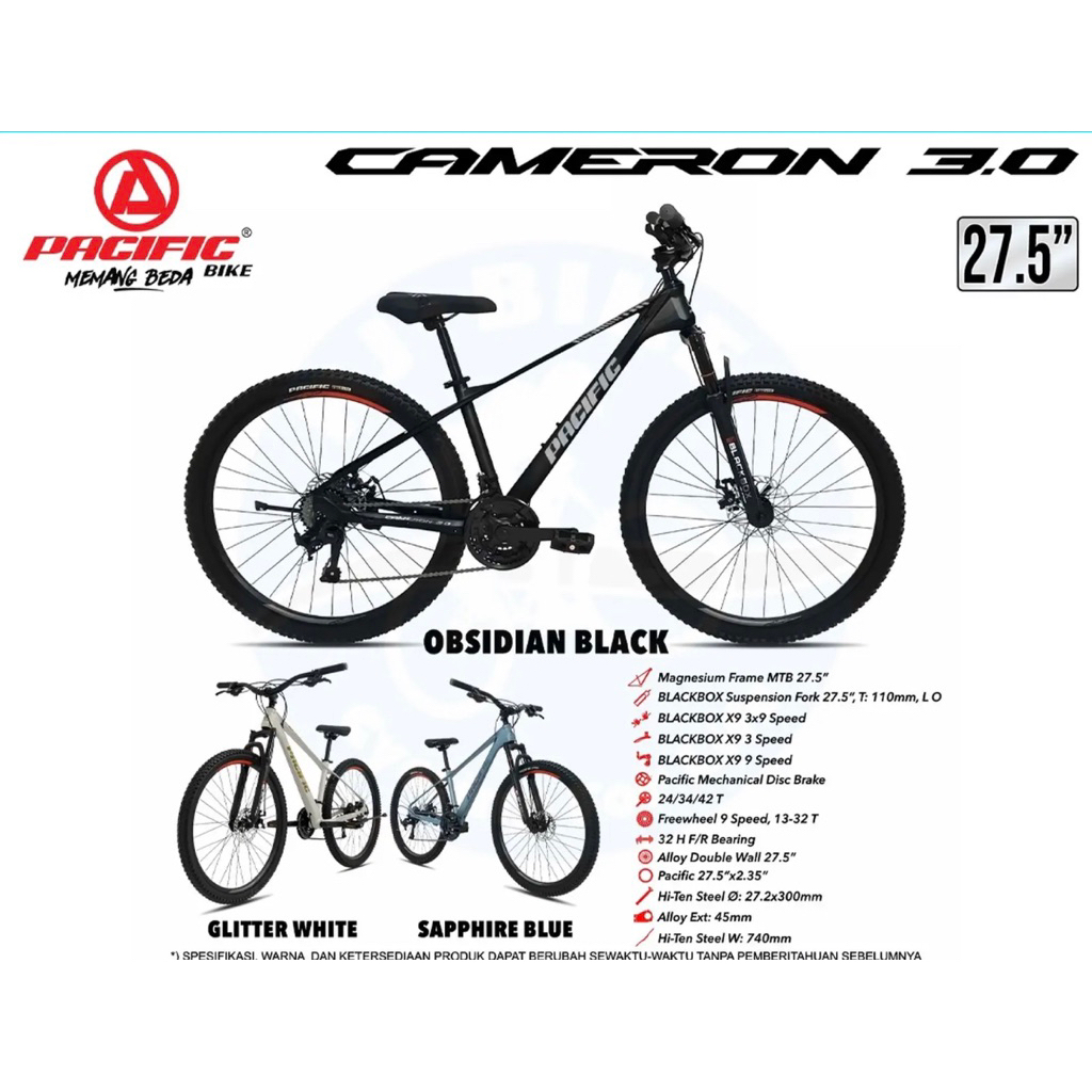 sepeda Mtb type cameron 3.0 ukuran 26 & 27.5 by pacific