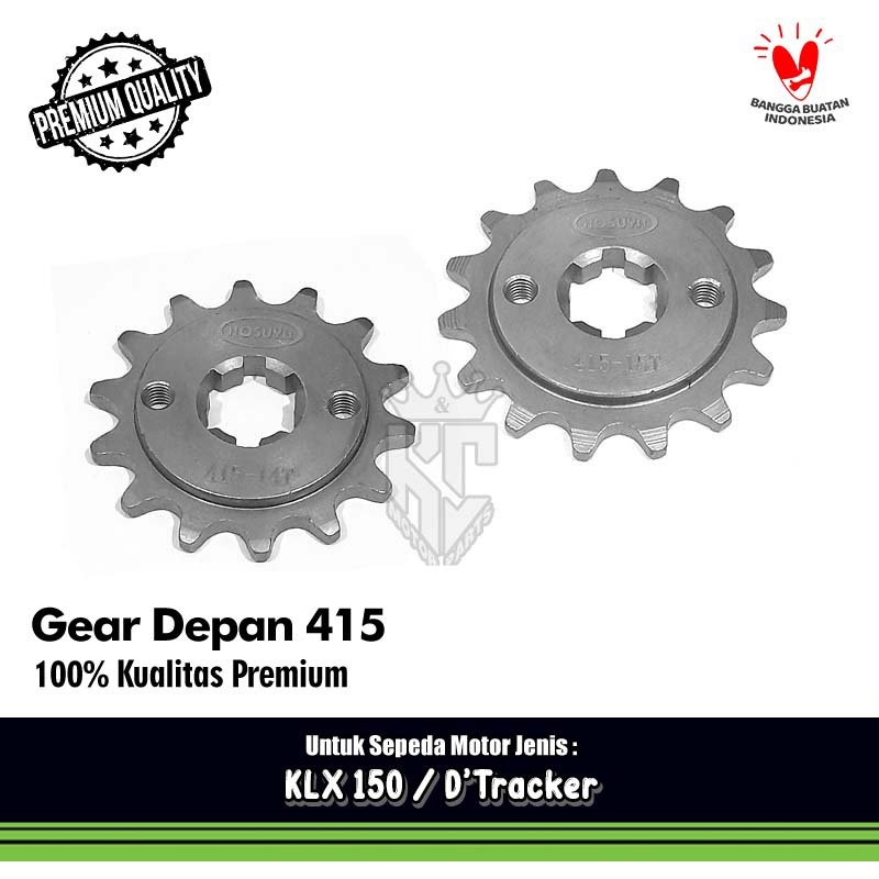 Gear Gir Gigi Tarik Depan 415 14 15 T Kawasaki KLX150  KLX 150 D Tracker Old New Grade SSS