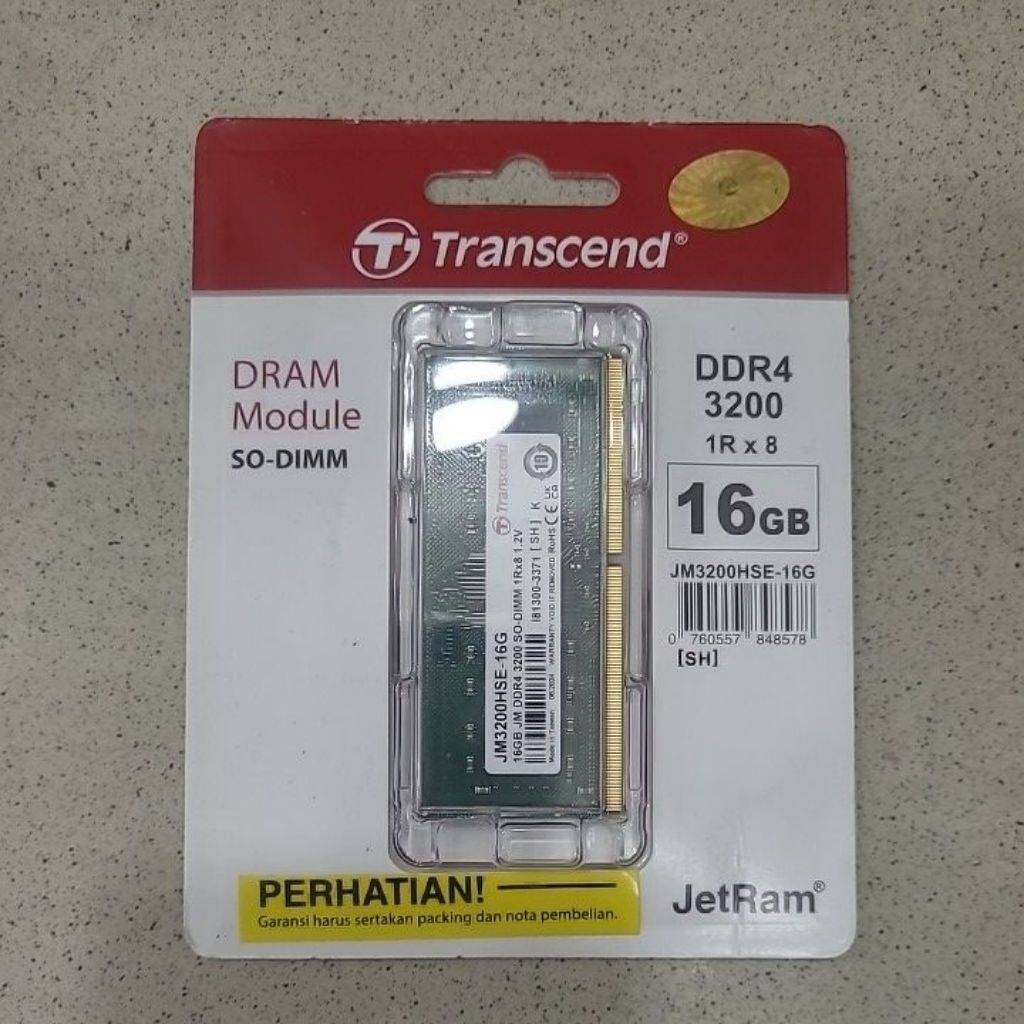 Memory Ram Laptop Sodim Transcend DDR4 16GB PC3200