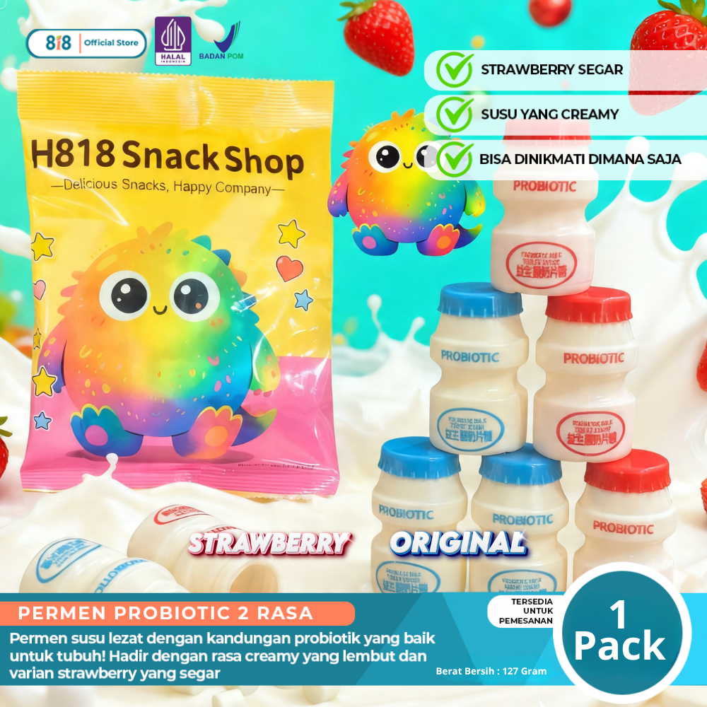 [BPOM & HALAL] Permen Susu Probiotik Rasa Stroberi dengan Tekstur Lembut dan Creamy, Cocok untuk Cam