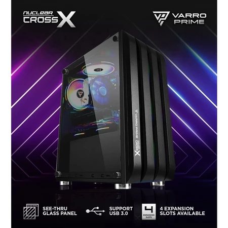CASING GAMING VARRO NUCLEAR CROSS X + 3 Fan RGB