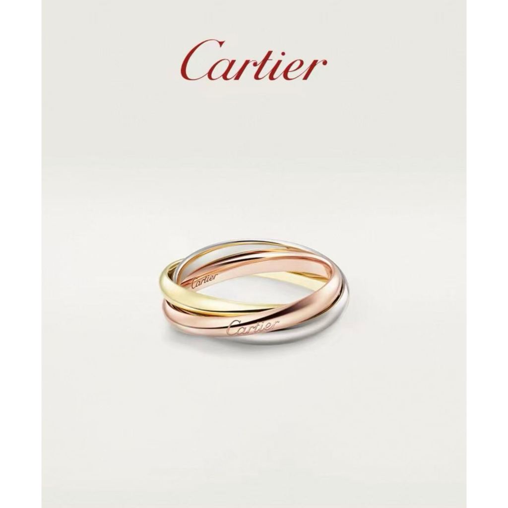 Cartier Cartier Trinity seri emas mawar emas platinum cincin tiga warna emas mini
