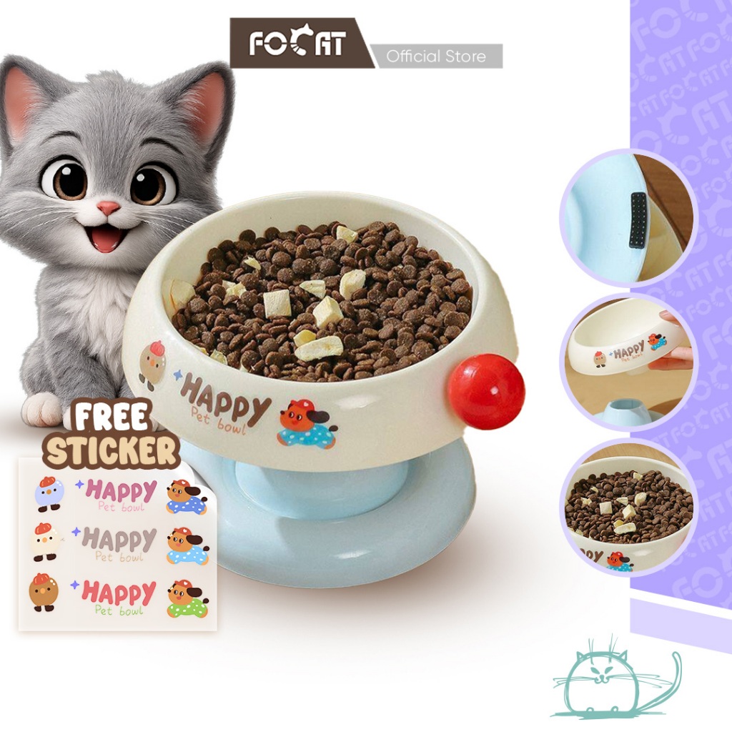 FOCAT Tempat Makan Kucing M05A Pet Bowl Neck Protection / Wadah Makan Kucing / Mangkuk Kucing Anjing