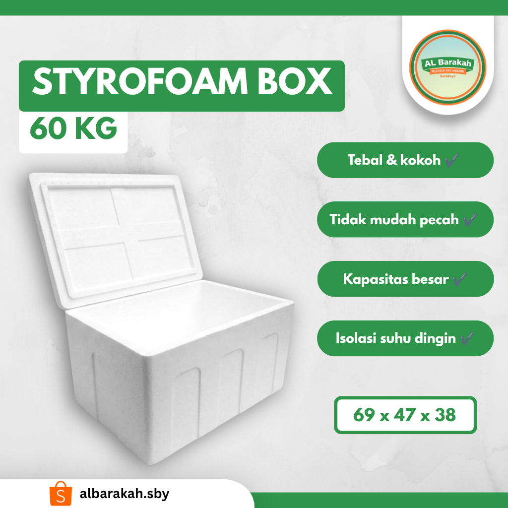 Styrofoam Box 60 Kg Kotak Foam Penyimpanan | Instant / Sameday | Al Barakah SBY