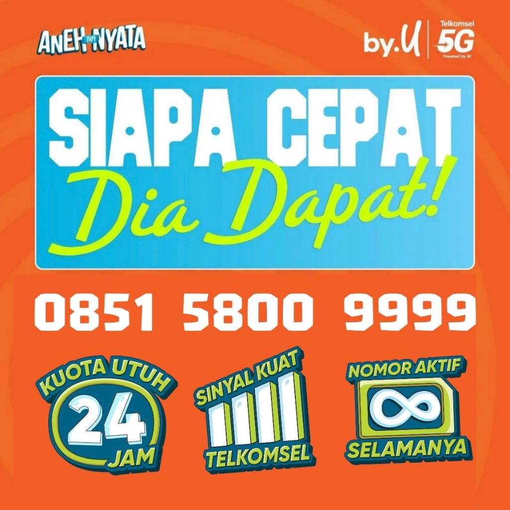 Nomor Cantik Telkomsel by.U Kwartet 9999