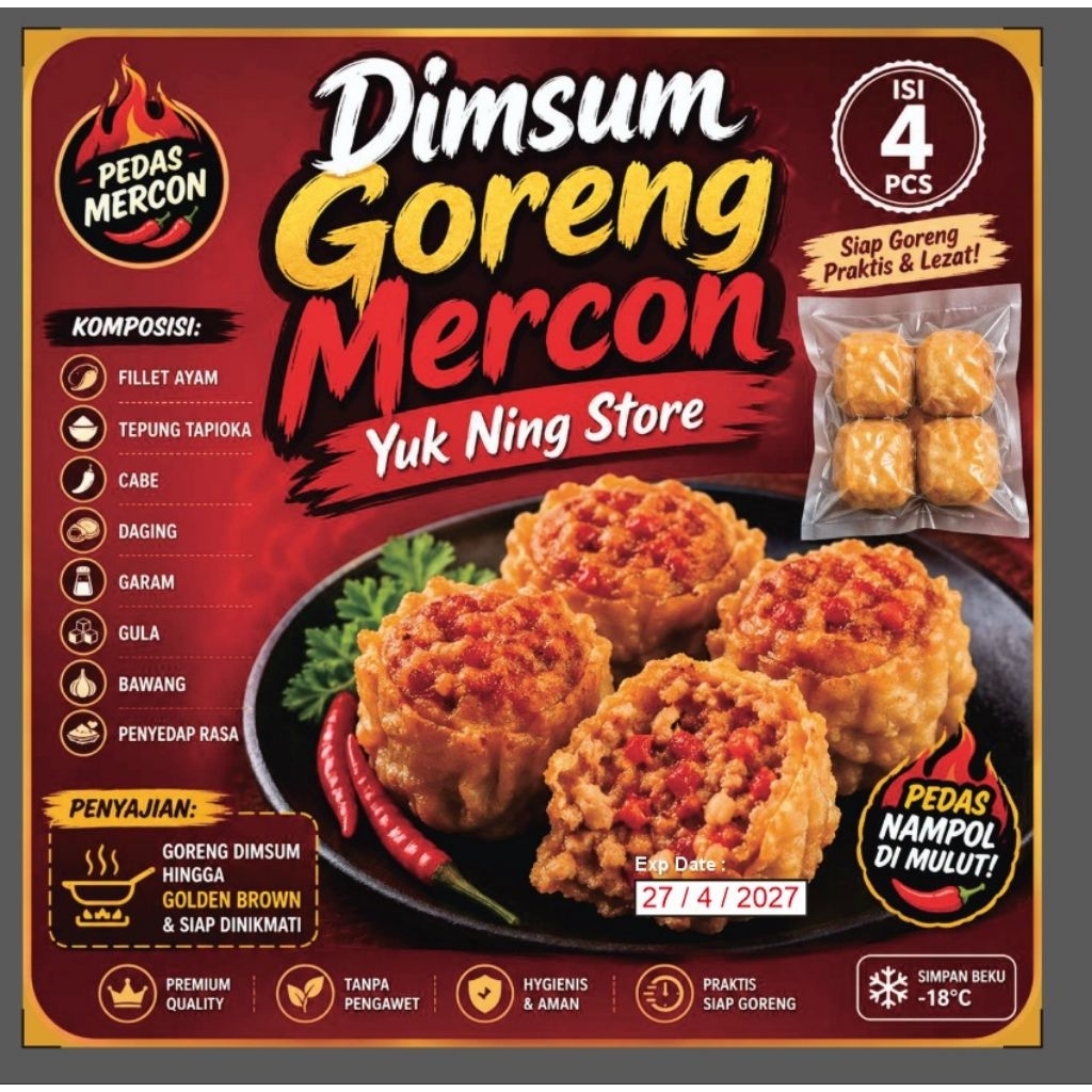 Ready varian baru dimsum goreng isi ayam cincang mercon isi 4